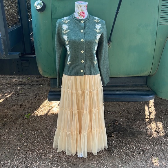 Ruffle Mesh Tiered Skirt in Champagne - Picture 13 of 17